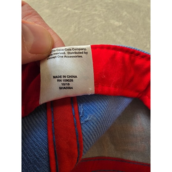 Coca-Cola Japanese Logo Snapback Hat Light Blue Red Two Tone Baseball Cap - Picture 9 of 9